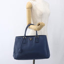 PRADA Handtasche Saffiano Leder Blau Gold Original bs33165-23