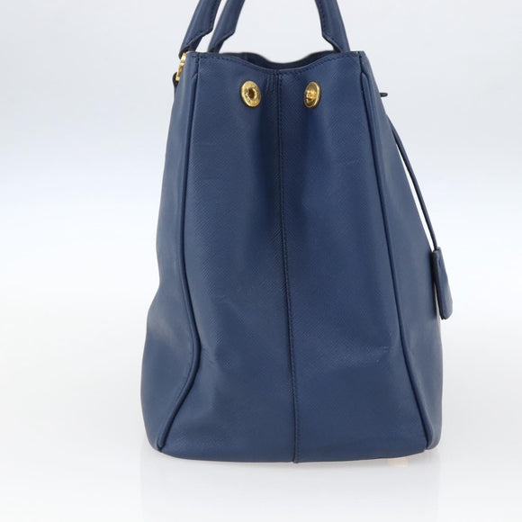 PRADA Handtasche Saffiano Leder Blau Gold Original bs33165
