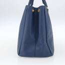 PRADA Handtasche Saffiano Leder Blau Gold Original bs33165-4