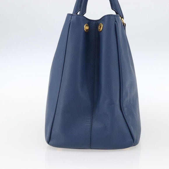 PRADA Handtasche Saffiano Leder Blau Gold Original bs33165