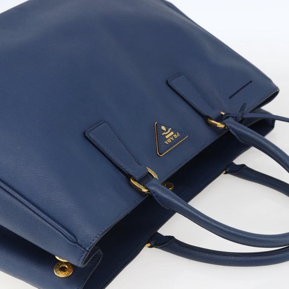 PRADA Handtasche Saffiano Leder Blau Gold Original bs33165