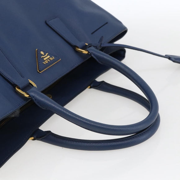 PRADA Handtasche Saffiano Leder Blau Gold Original bs33165