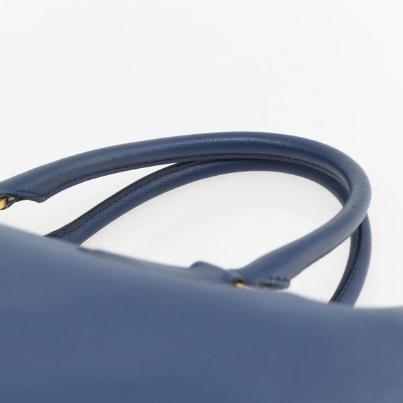 PRADA Handtasche Saffiano Leder Blau Gold Original bs33165