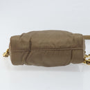 PRADA Chain Shoulder Bag Nylon Brown Gold Auth bs33167-5
