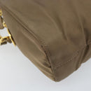 PRADA Chain Shoulder Bag Nylon Brown Gold Auth bs33167-16