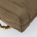 PRADA Chain Shoulder Bag Nylon Brown Gold Auth bs33167-18