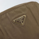 PRADA Chain Shoulder Bag Nylon Brown Gold Auth bs33167-19