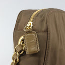 PRADA Chain Shoulder Bag Nylon Brown Gold Auth bs33167-9