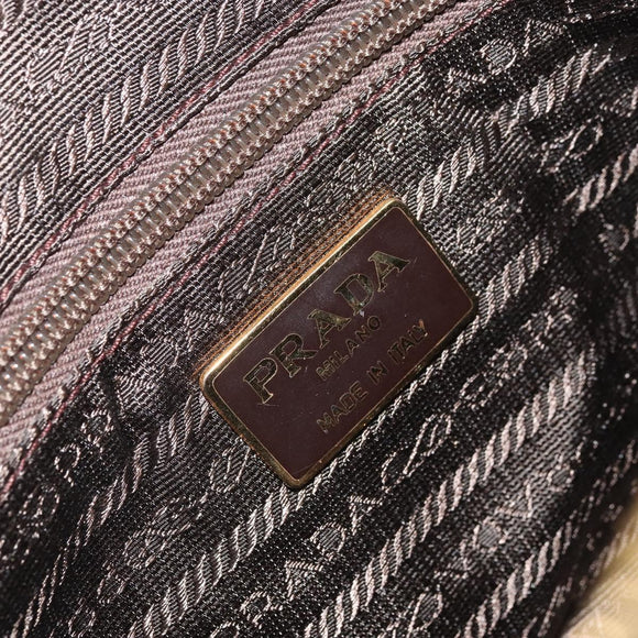 PRADA Chain Shoulder Bag Nylon Brown Gold Auth bs33167