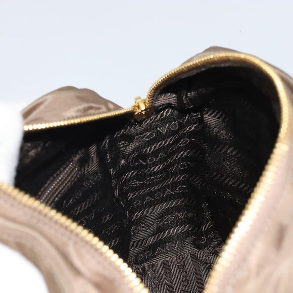PRADA Chain Shoulder Bag Nylon Brown Gold Auth bs33167
