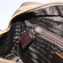PRADA Chain Shoulder Bag Nylon Brown Gold Auth bs33167-23