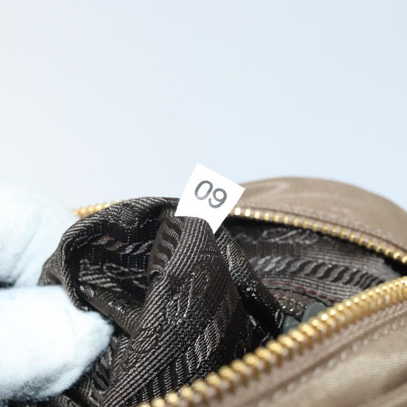 PRADA Chain Shoulder Bag Nylon Brown Gold Auth bs33167