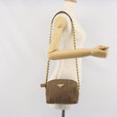 PRADA Chain Shoulder Bag Nylon Brown Gold Auth bs33167-25