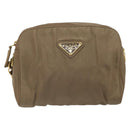 PRADA Chain Shoulder Bag Nylon Brown Gold Auth bs33167-13