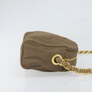 PRADA Chain Shoulder Bag Nylon Brown Gold Auth bs33167-3
