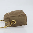 PRADA Chain Shoulder Bag Nylon Brown Gold Auth bs33167-4
