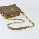 PRADA Chain Shoulder Bag Nylon Brown Gold Auth bs33167-7