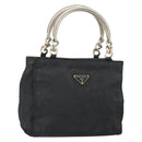 PRADA Hand Bag Nylon Black Silver Auth bs33168-1