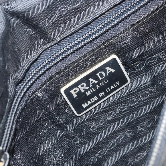 PRADA Hand Bag Nylon Black Silver Auth bs33168