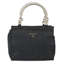 PRADA Hand Bag Nylon Black Silver Auth bs33168-13