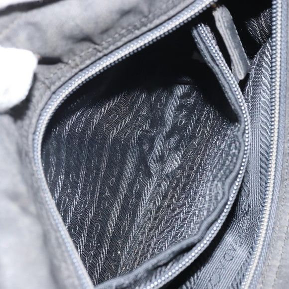 PRADA Hand Bag Nylon Black Silver Auth bs33168