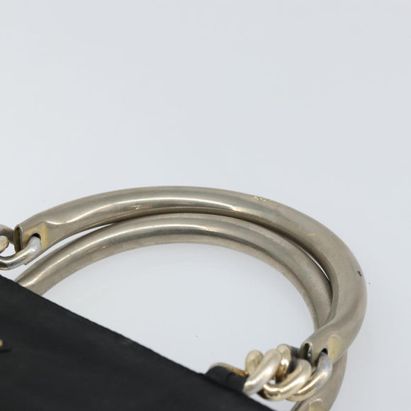 PRADA Hand Bag Nylon Black Silver Auth bs33168