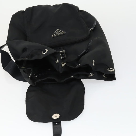 PRADA Backpack Nylon Black Silver Auth bs33169