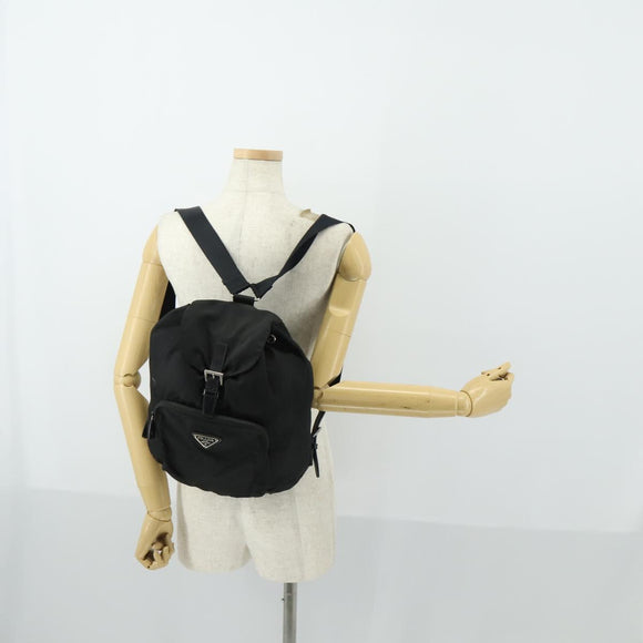 PRADA Backpack Nylon Black Silver Auth bs33169