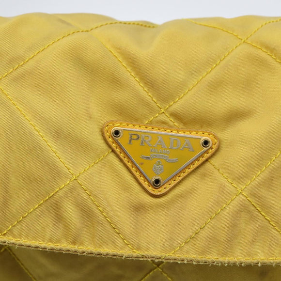 PRADA Chain Shoulder Bag Nylon Yellow Gold Auth bs33172