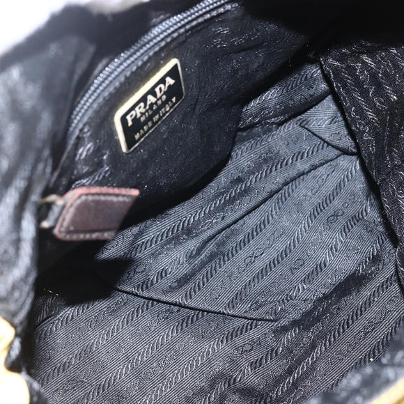 PRADA Chain Shoulder Bag Nylon Yellow Gold Auth bs33172