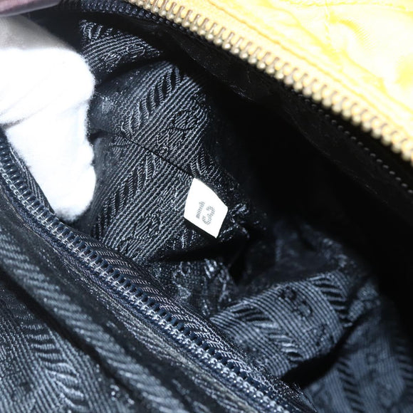 PRADA Chain Shoulder Bag Nylon Yellow Gold Auth bs33172