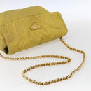 PRADA Chain Shoulder Bag Nylon Yellow Gold Auth bs33172-7