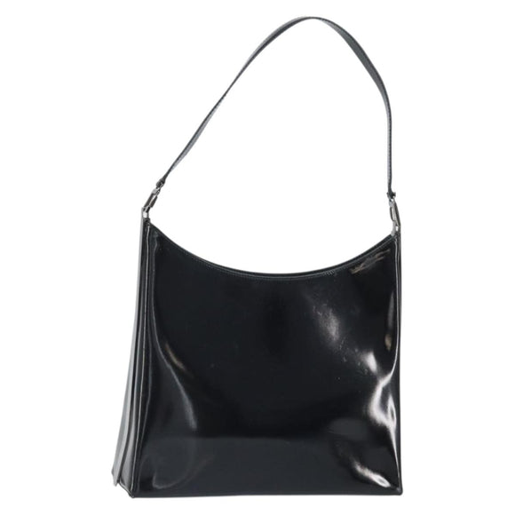 Salvatore Ferragamo Shoulder Bag Patent leather Black Silver Auth bs33174
