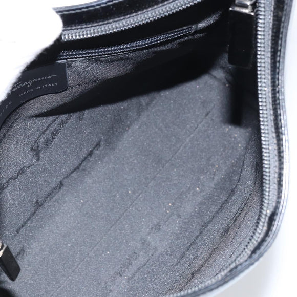 Salvatore Ferragamo Shoulder Bag Patent leather Black Silver Auth bs33174