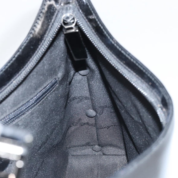 Salvatore Ferragamo Shoulder Bag Patent leather Black Silver Auth bs33174