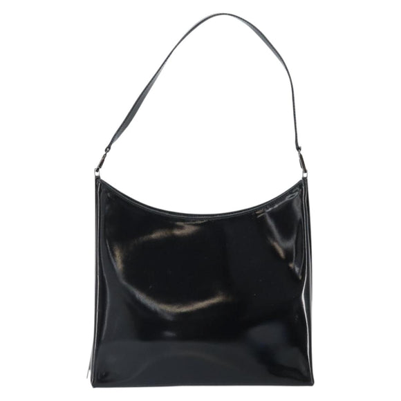 Salvatore Ferragamo Shoulder Bag Patent leather Black Silver Auth bs33174