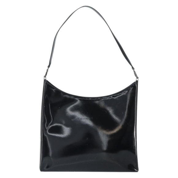 Salvatore Ferragamo Shoulder Bag Patent leather Black Silver Auth bs33174