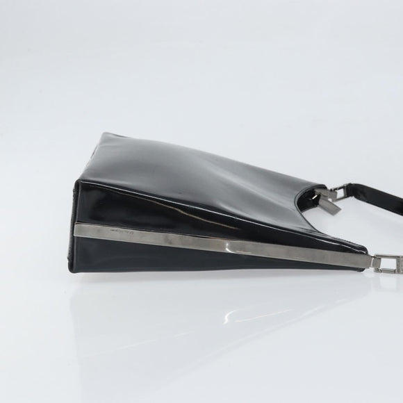 Salvatore Ferragamo Shoulder Bag Patent leather Black Silver Auth bs33174