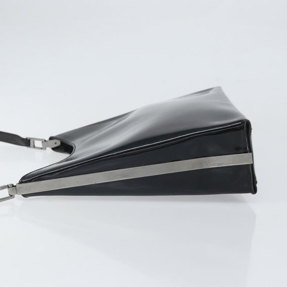 Salvatore Ferragamo Shoulder Bag Patent leather Black Silver Auth bs33174