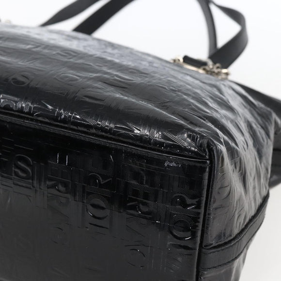 Salvatore Ferragamo Tote Bag Patent leather Black Silver Auth bs33176