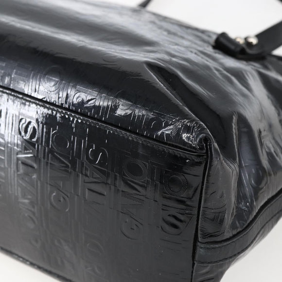 Salvatore Ferragamo Tote Bag Patent leather Black Silver Auth bs33176