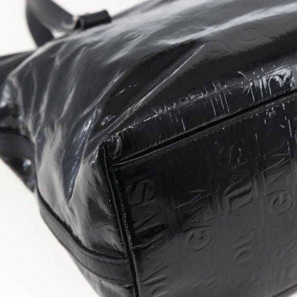 Salvatore Ferragamo Tote Bag Patent leather Black Silver Auth bs33176