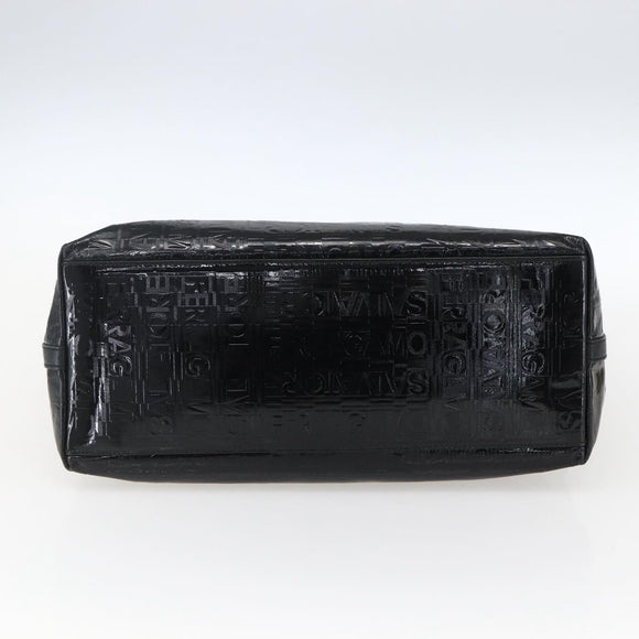 Salvatore Ferragamo Tote Bag Patent leather Black Silver Auth bs33176