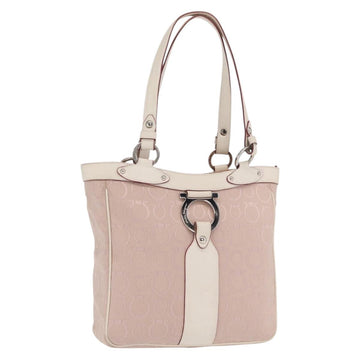 Salvatore Ferragamo Tote Bag Canvas Pink Silver Auth bs33177