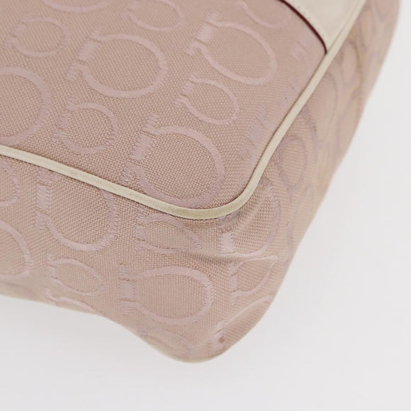 Salvatore Ferragamo Tote Bag Canvas Pink Silver Auth bs33177