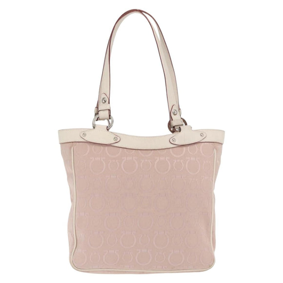 Salvatore Ferragamo Tote Bag Canvas Pink Silver Auth bs33177