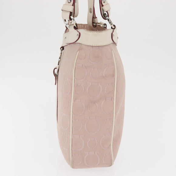 Salvatore Ferragamo Tote Bag Canvas Pink Silver Auth bs33177