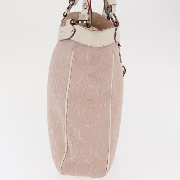 Salvatore Ferragamo Tote Bag Canvas Pink Silver Auth bs33177