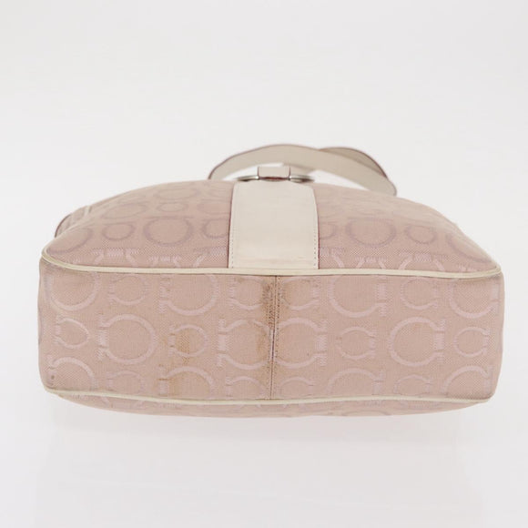 Salvatore Ferragamo Tote Bag Canvas Pink Silver Auth bs33177