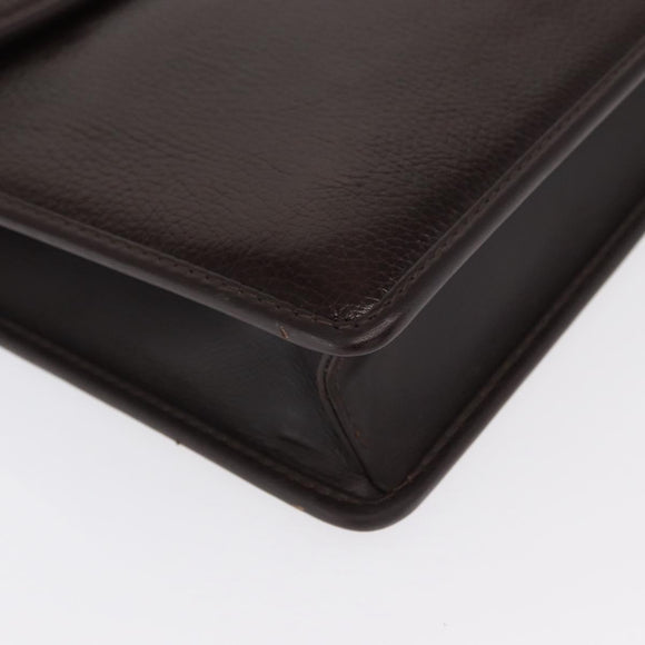 Gianni Versace Business Bag Leather Brown Gold Auth bs33178